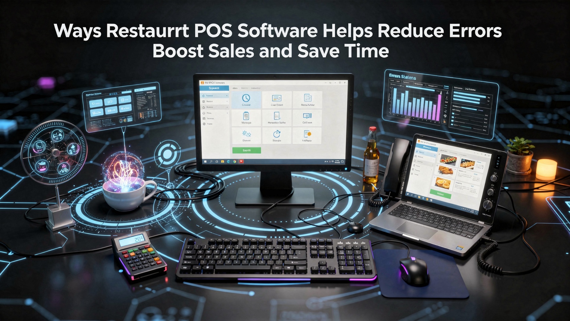Ways Restaurant POS Software Helps Reduce Errors Boost Sales and Save Time illustration