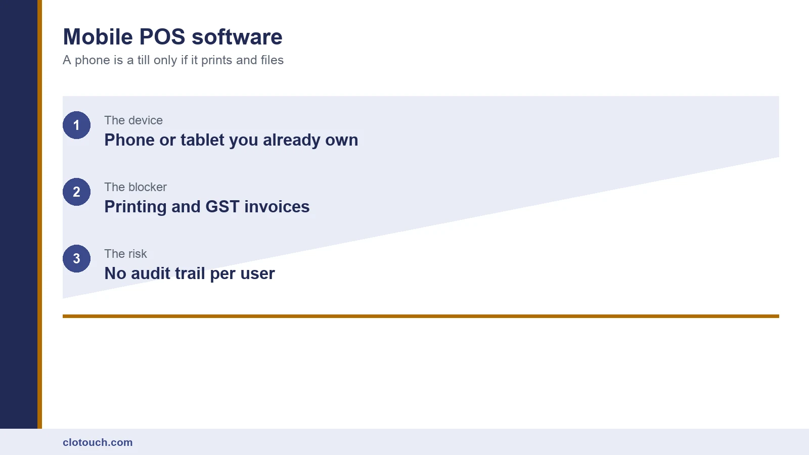 Mobile POS software running on a tablet used as a billing counter in a small shop
