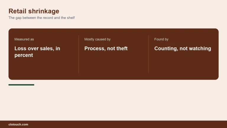 Retail shrinkage shown as the gap between stock the system expects and stock physically counted in a shop
